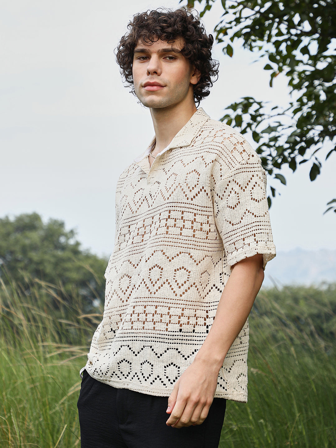 Men Off-White Bohemian Oversized Polo T-Shirt
