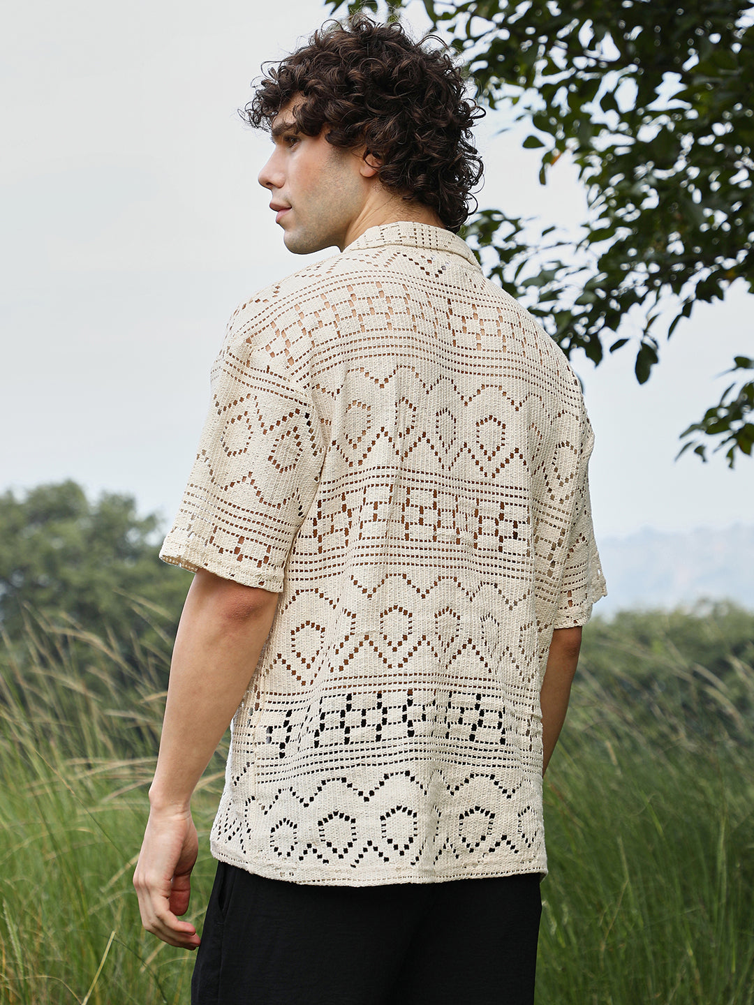Men Off-White Bohemian Oversized Polo T-Shirt