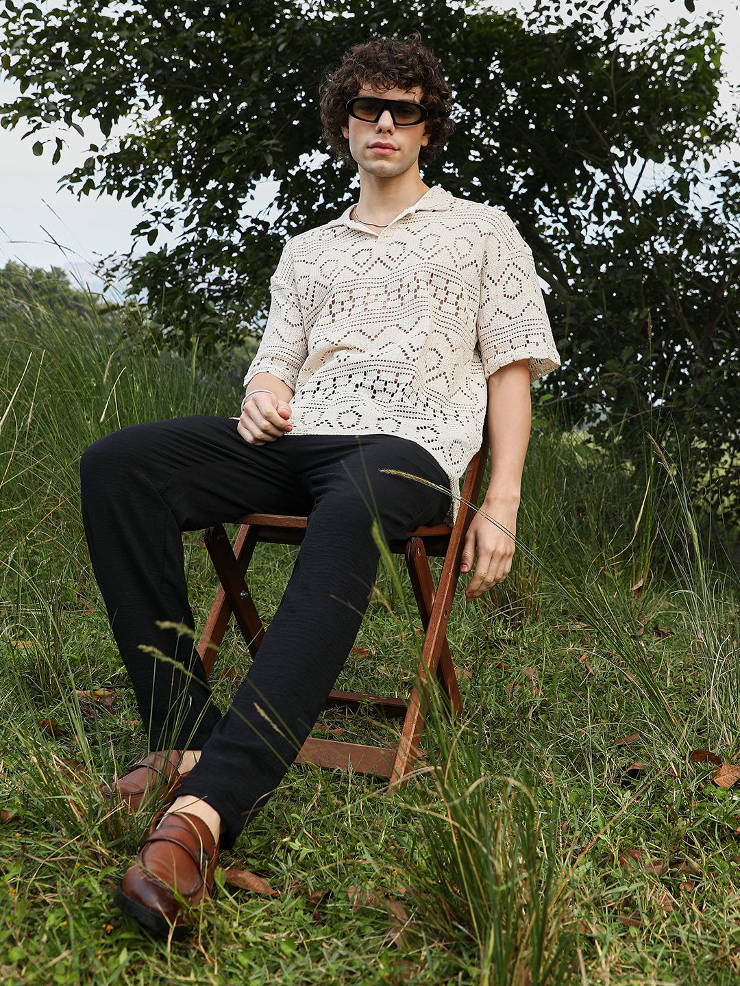 Men Off-White Bohemian Oversized Polo T-Shirt