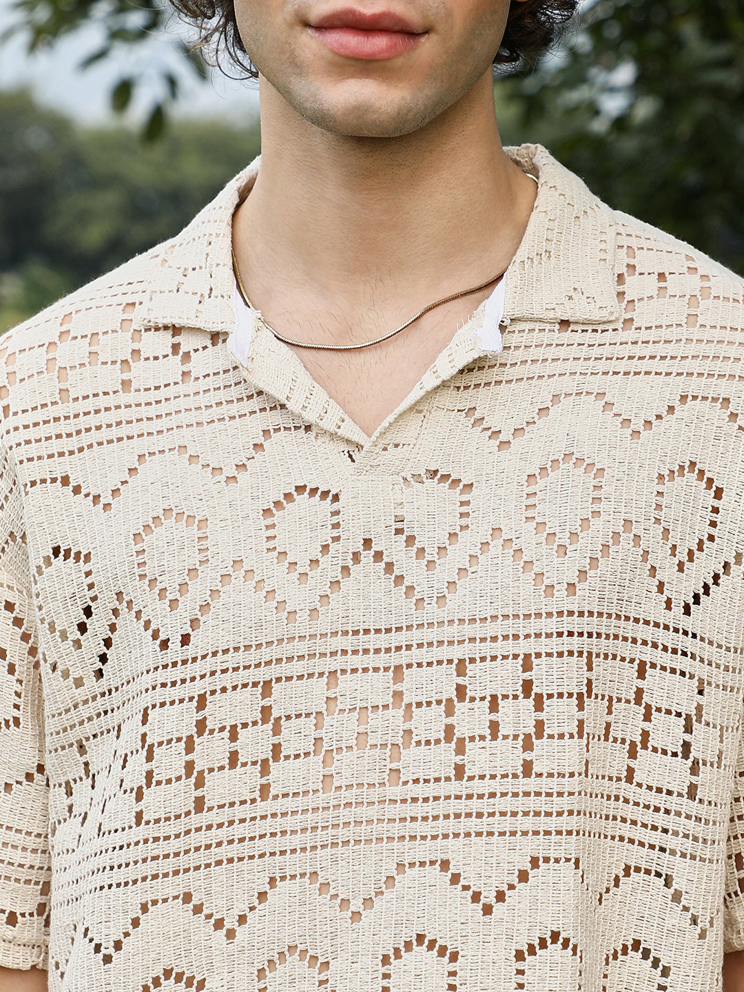 Men Off-White Bohemian Oversized Polo T-Shirt