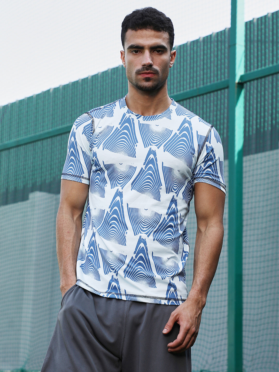 Men Man Made Fabric Regular Printed T-Shirt
