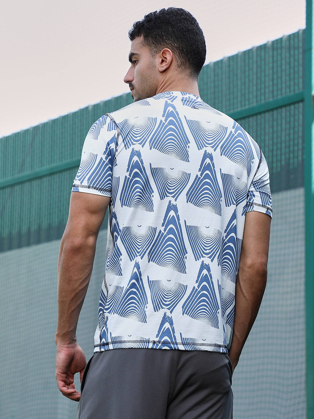 Men Man Made Fabric Regular Printed T-Shirt
