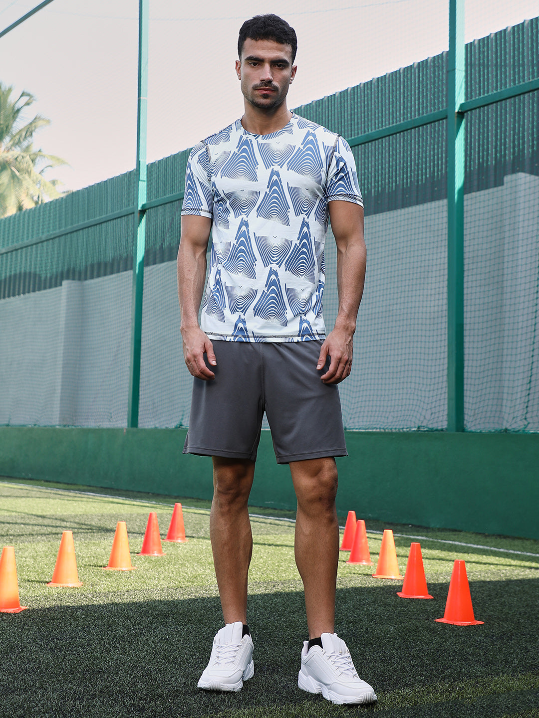 Men Man Made Fabric Regular Printed T-Shirt