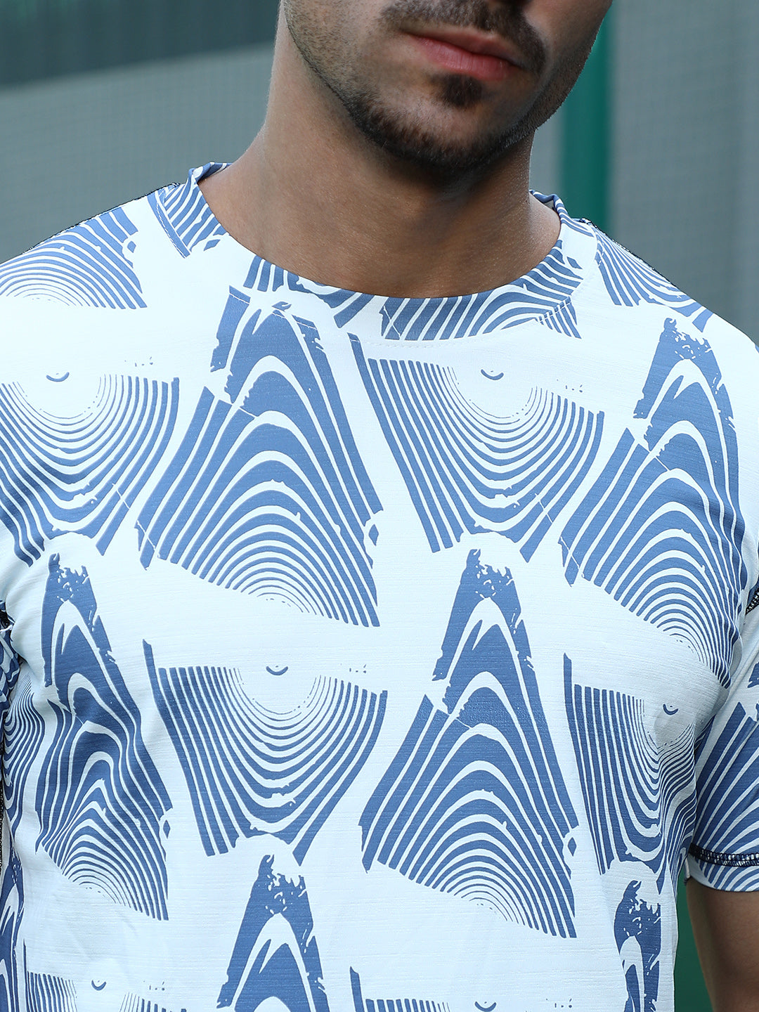 Men Man Made Fabric Regular Printed T-Shirt