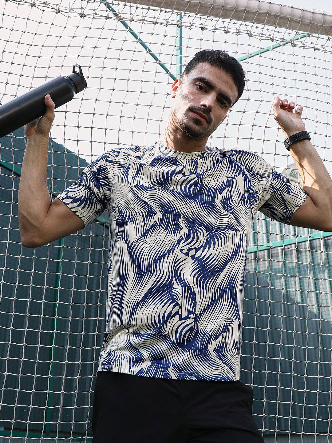 Men Man Made Fabric Regular Printed T-Shirt