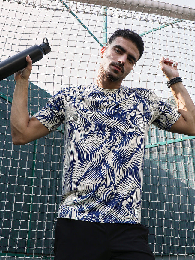 Men Man Made Fabric Regular Printed T-Shirt