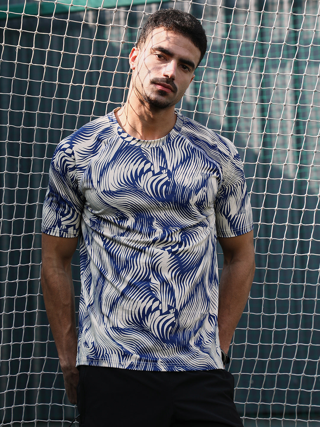 Men Man Made Fabric Regular Printed T-Shirt