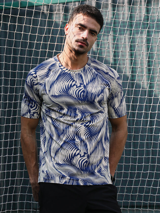 Men Man Made Fabric Regular Printed T-Shirt