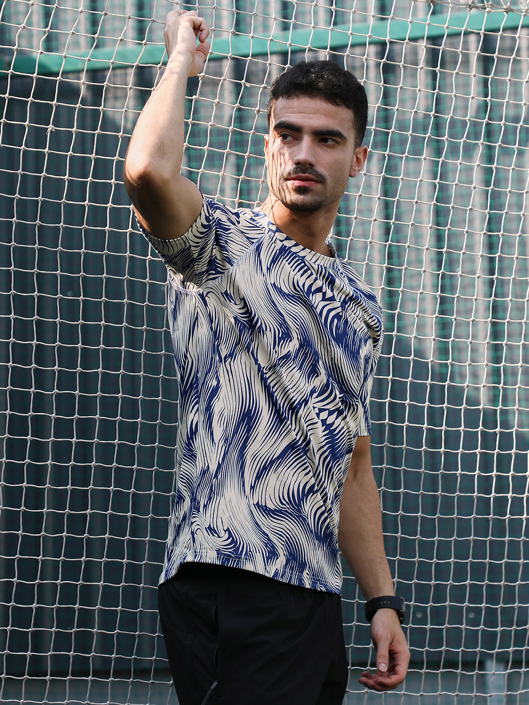 Men Man Made Fabric Regular Printed T-Shirt