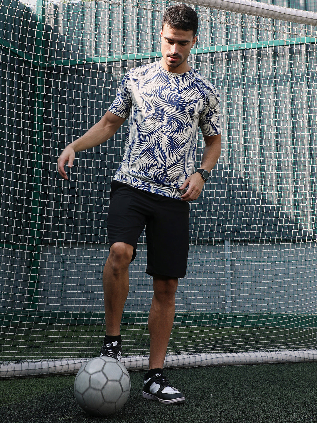 Men Man Made Fabric Regular Printed T-Shirt