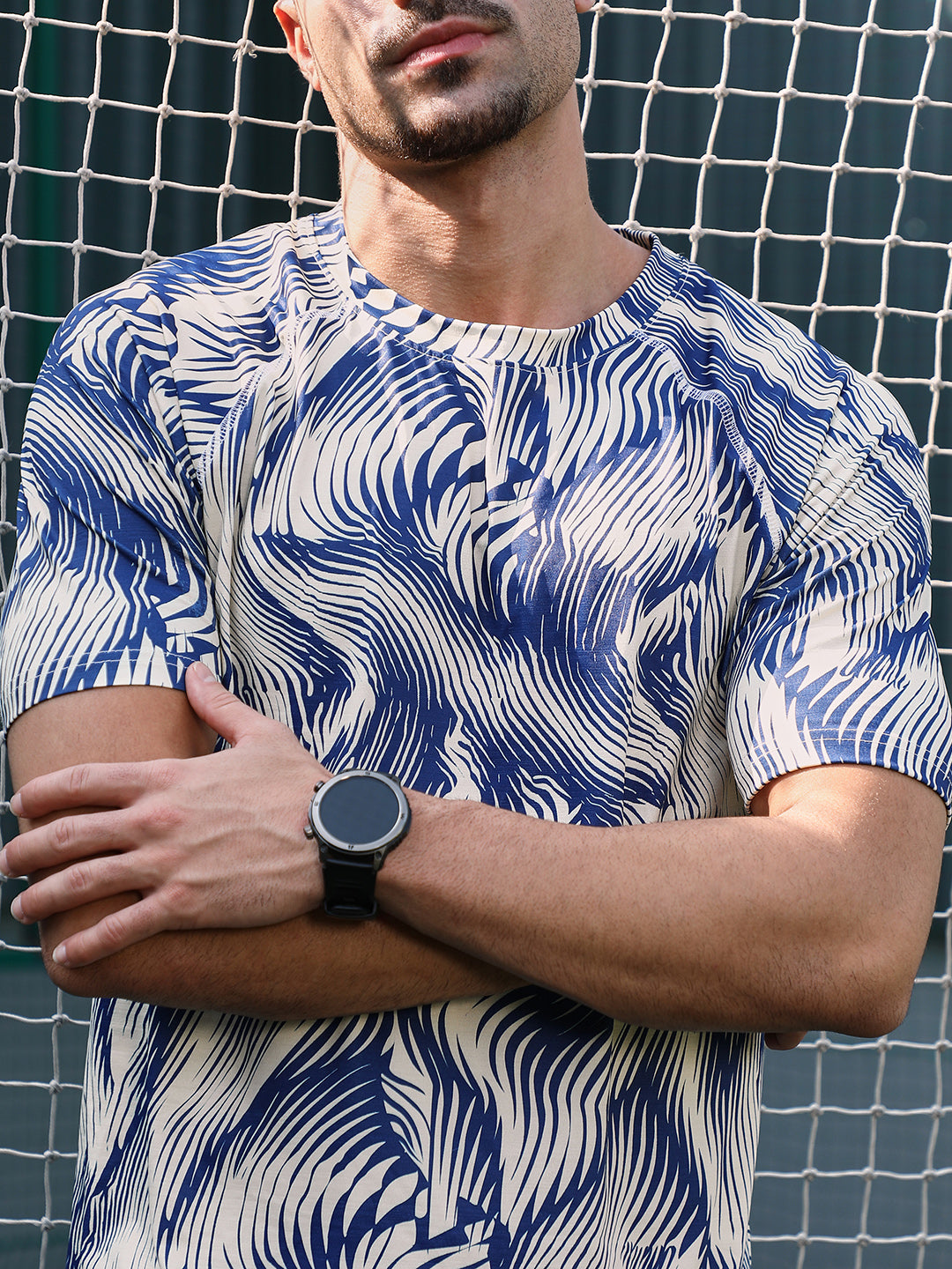Men Man Made Fabric Regular Printed T-Shirt