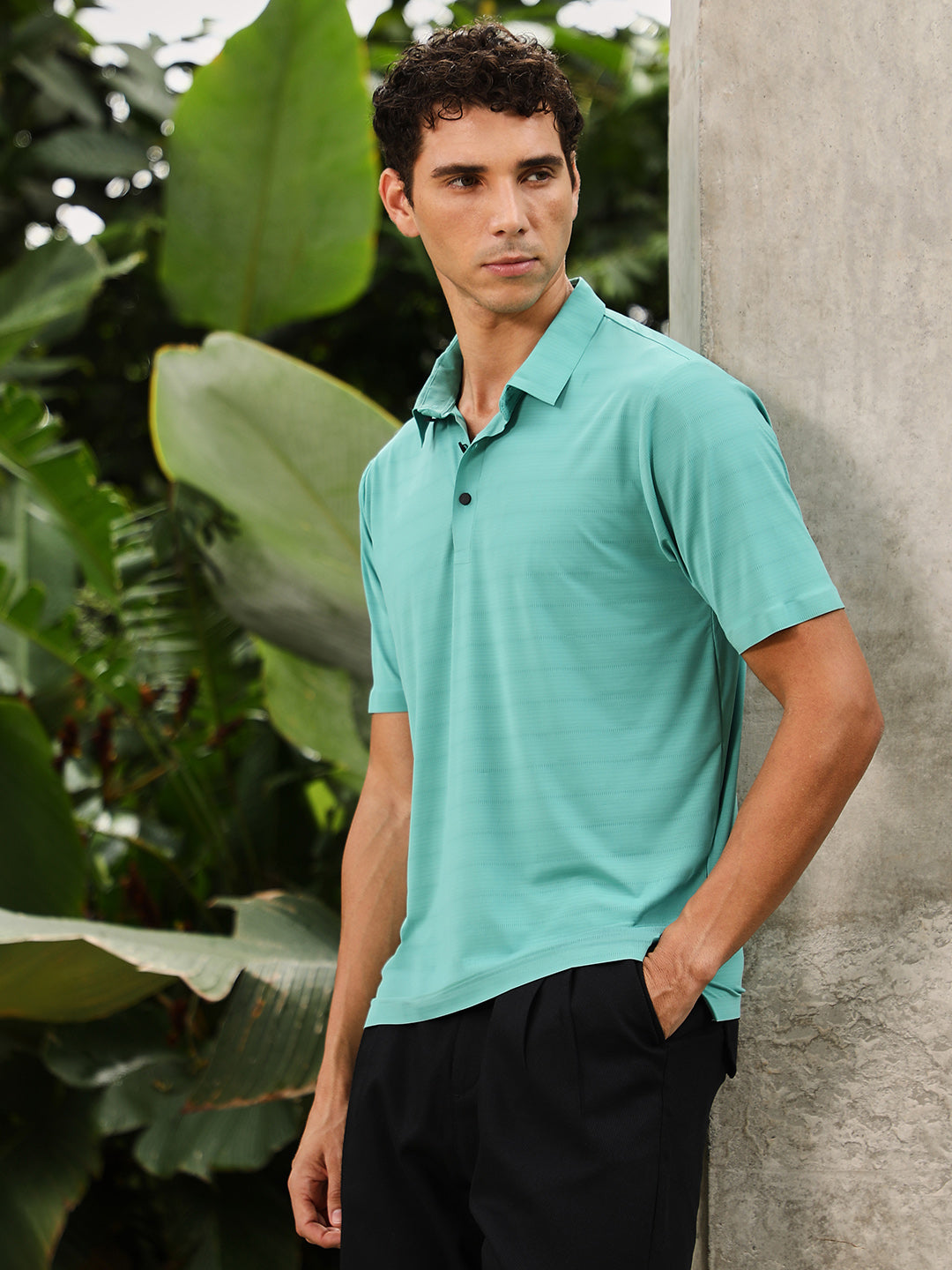 Men Nylon Blend Regular Solid T-Shirt