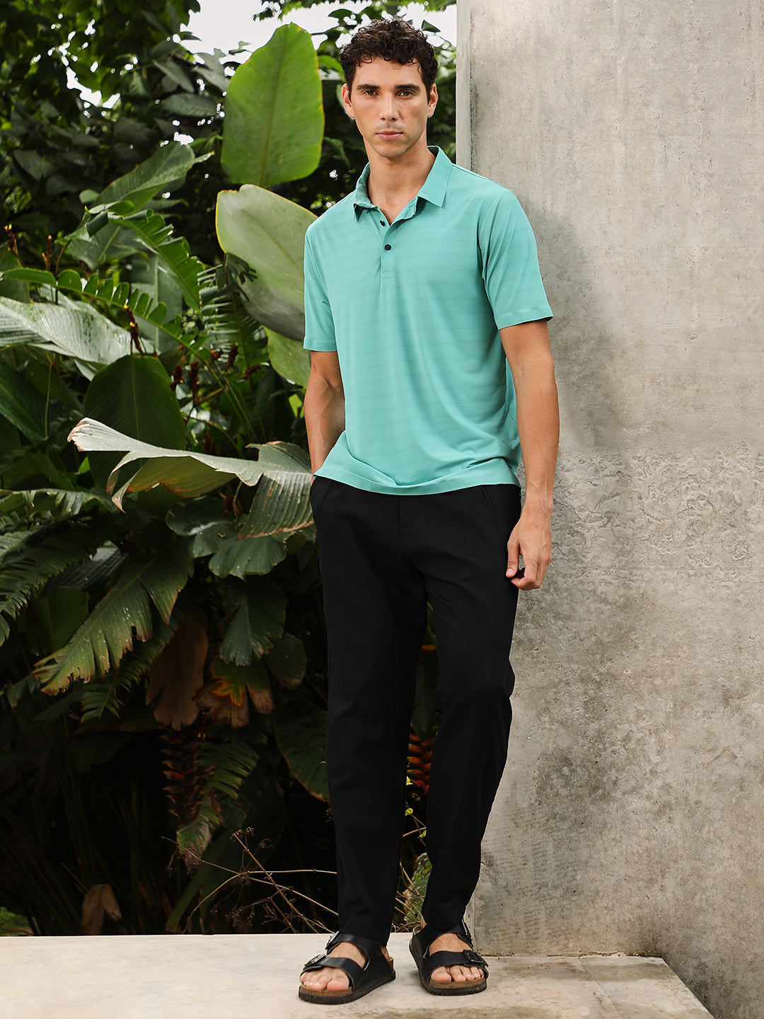Men Nylon Blend Regular Solid T-Shirt