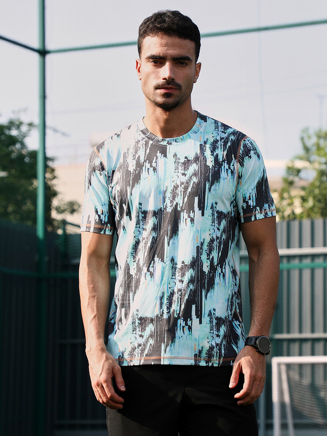 Men Man Made Fabric Regular Printed T-Shirt