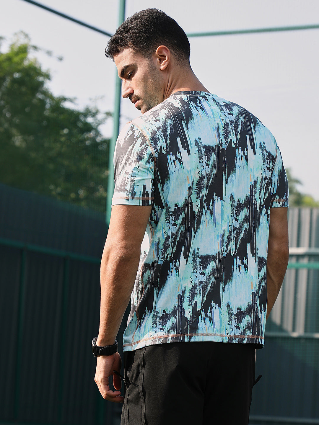 Men Man Made Fabric Regular Printed T-Shirt