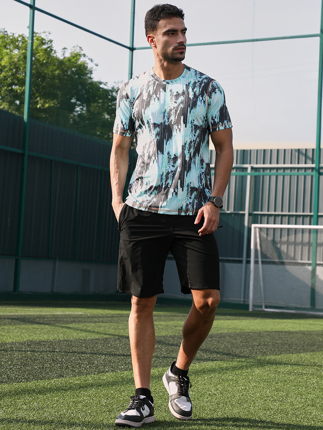 Men Man Made Fabric Regular Printed T-Shirt