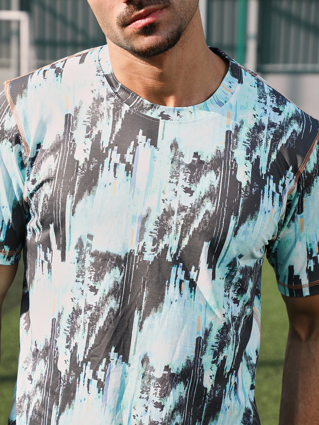Men Man Made Fabric Regular Printed T-Shirt