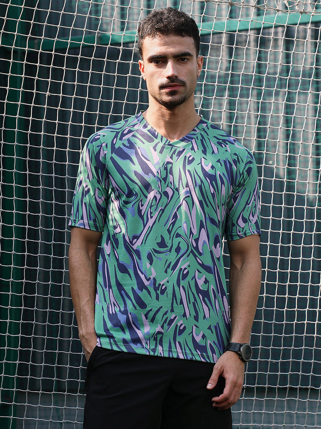 Men Man Made Fabric Regular Printed T-Shirt