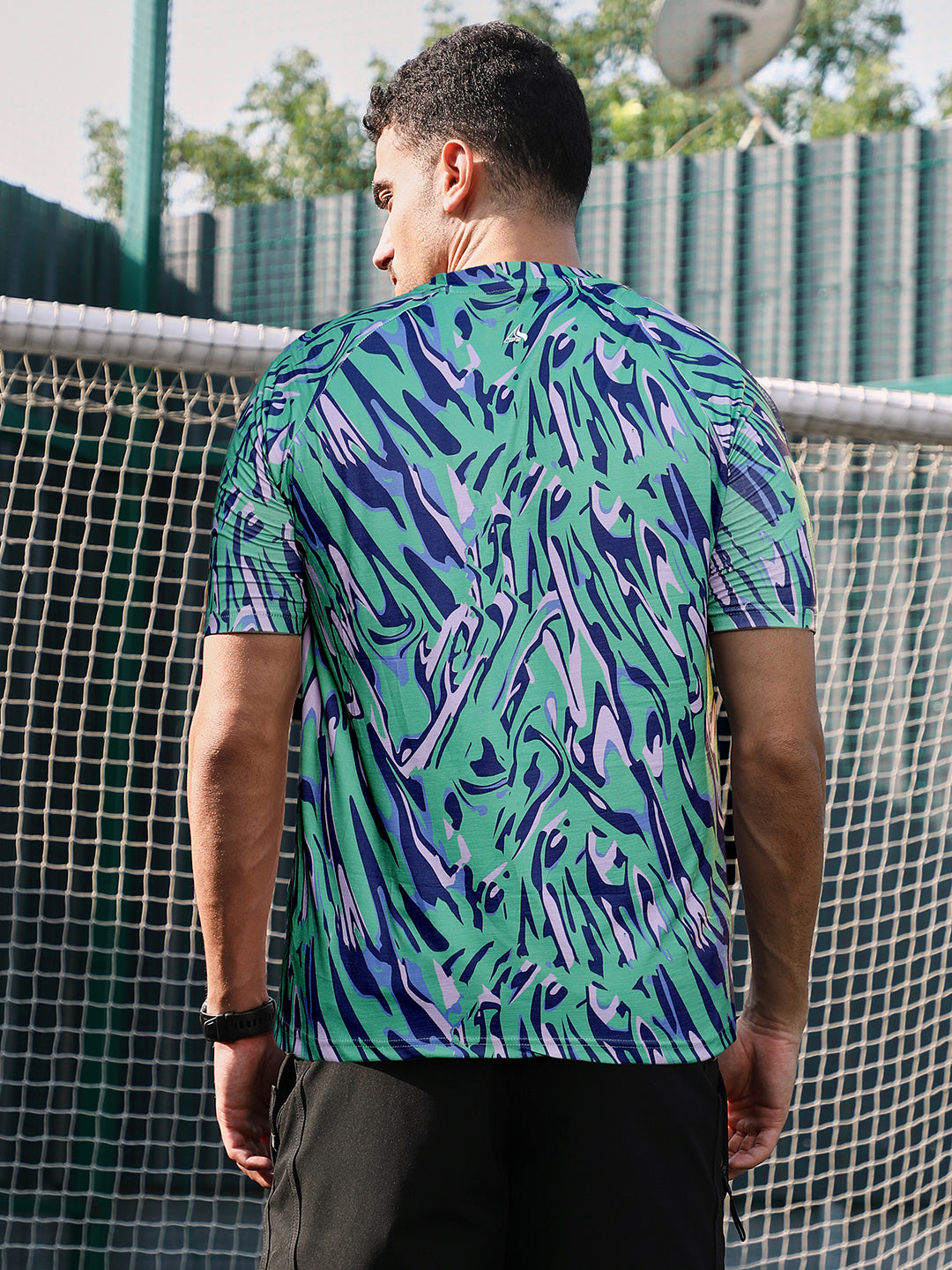 Men Man Made Fabric Regular Printed T-Shirt