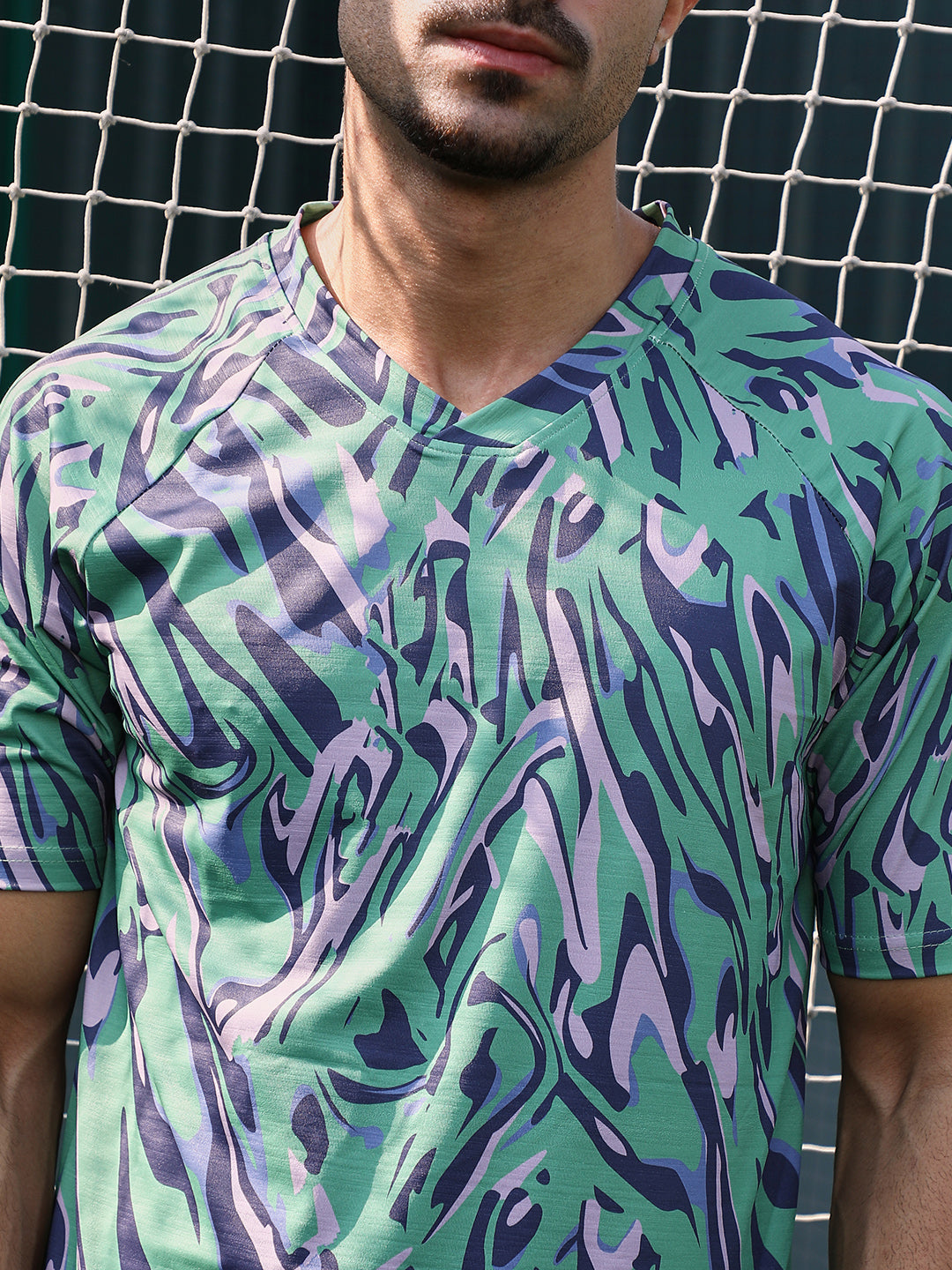 Men Man Made Fabric Regular Printed T-Shirt