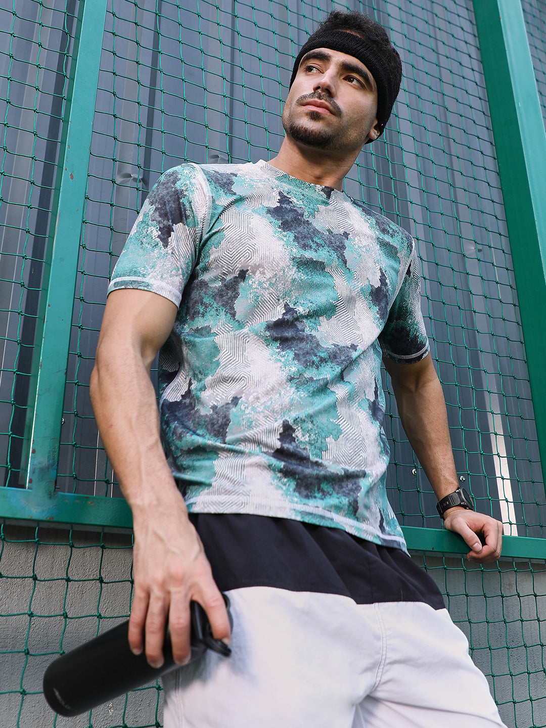 Men Man Made Fabric Regular Printed T-Shirt