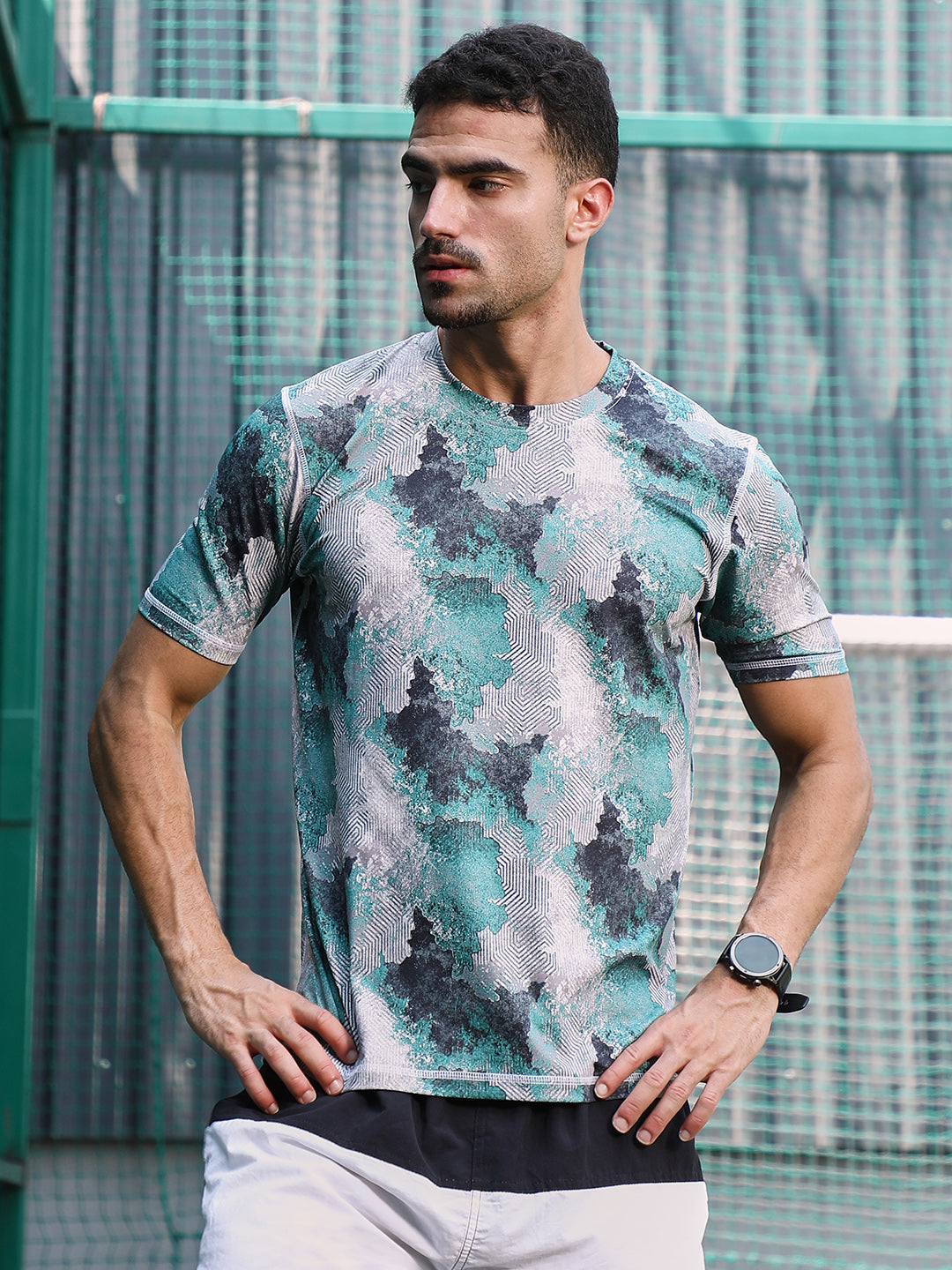 Men Man Made Fabric Regular Printed T-Shirt