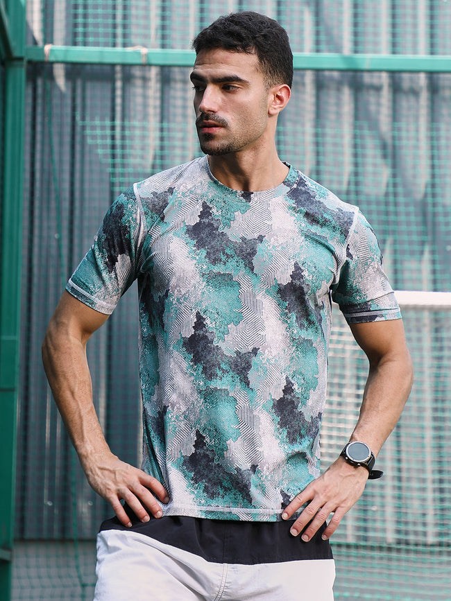 Men Man Made Fabric Regular Printed T-Shirt