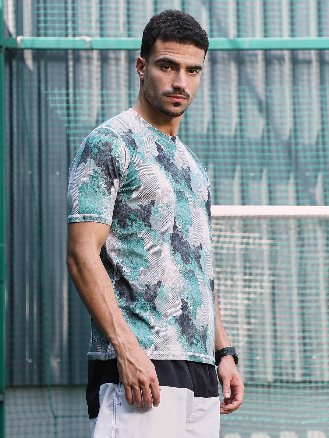 Men Man Made Fabric Regular Printed T-Shirt