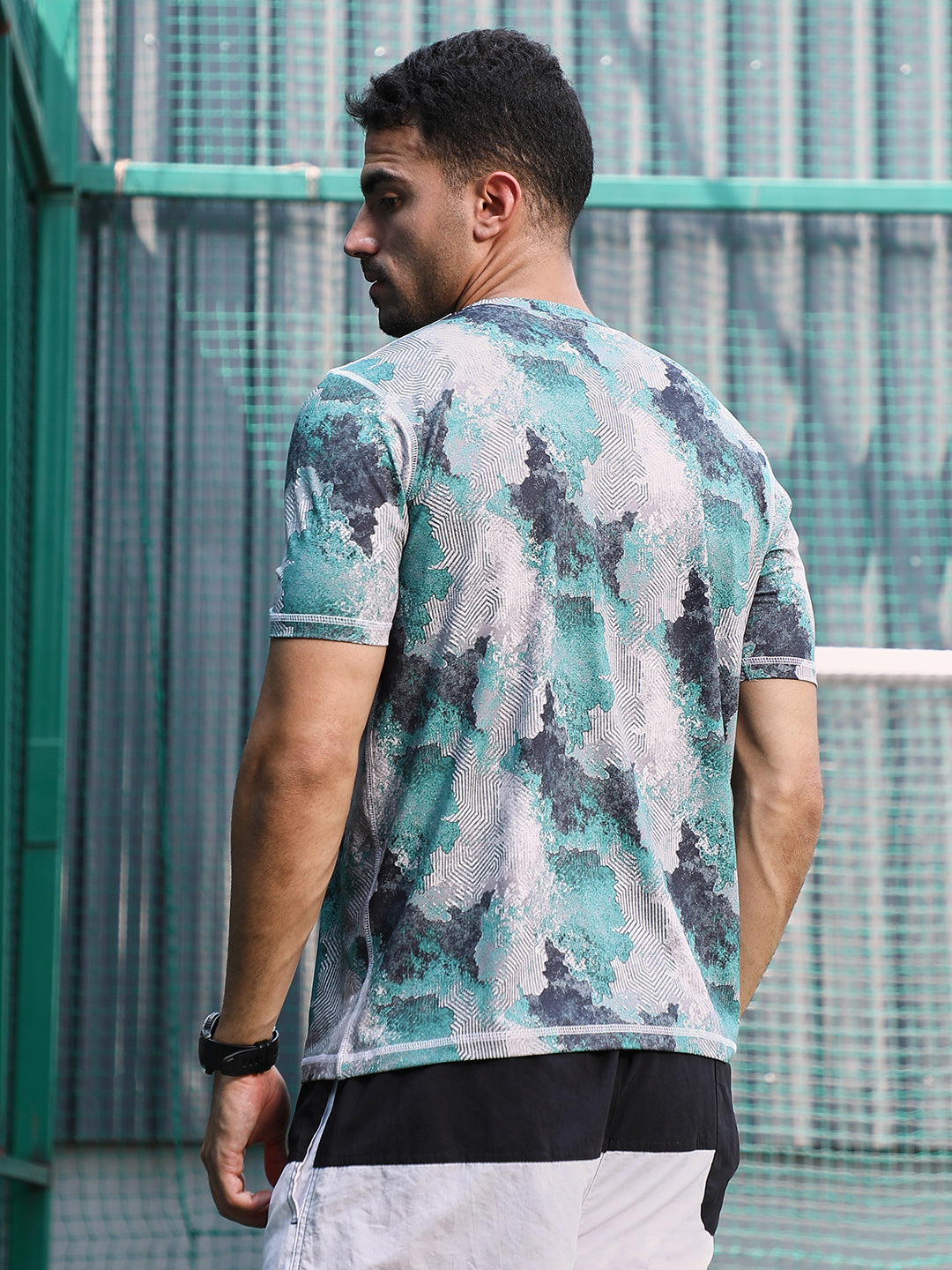 Men Man Made Fabric Regular Printed T-Shirt