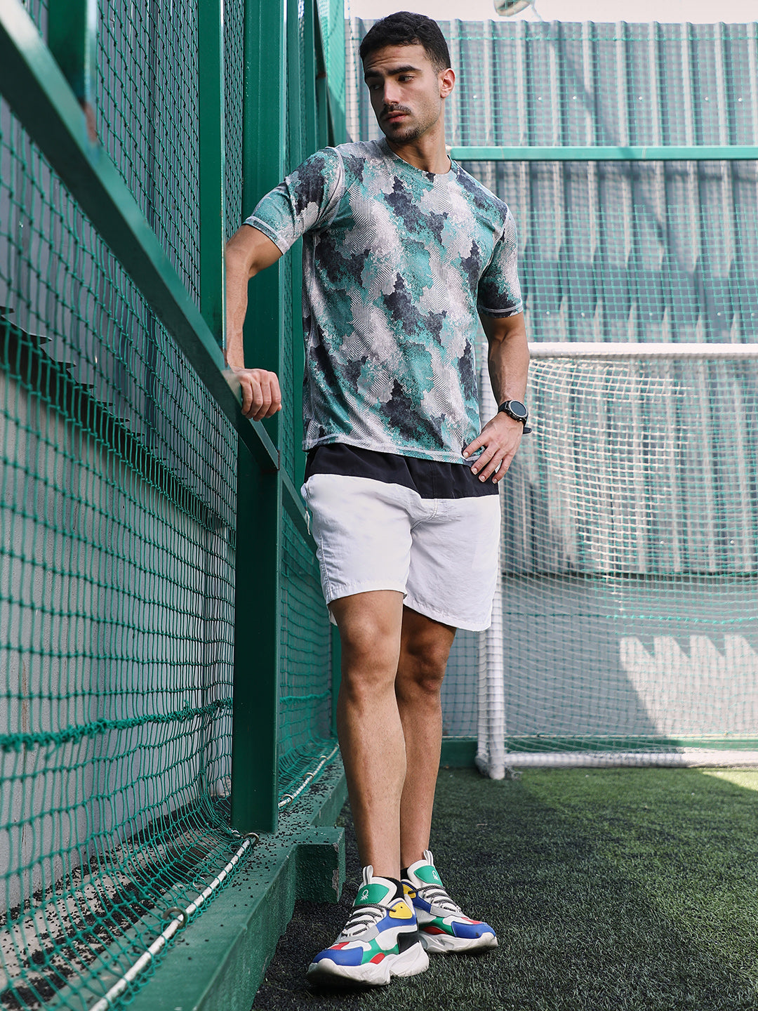 Men Man Made Fabric Regular Printed T-Shirt