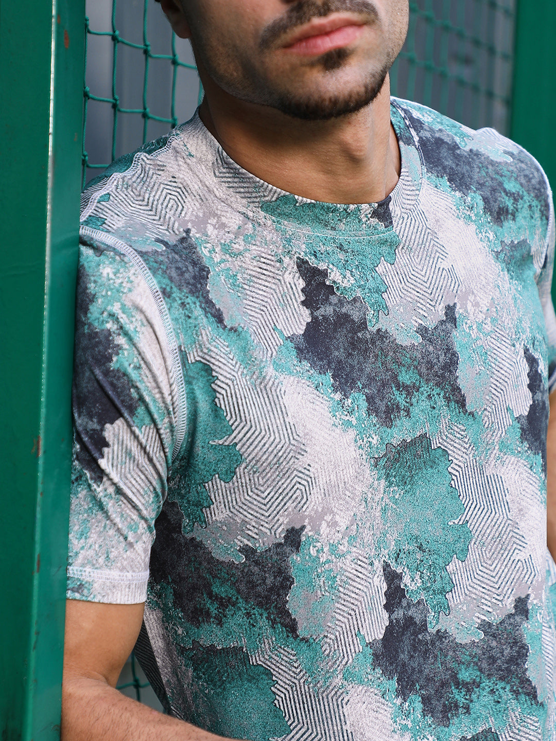 Men Man Made Fabric Regular Printed T-Shirt
