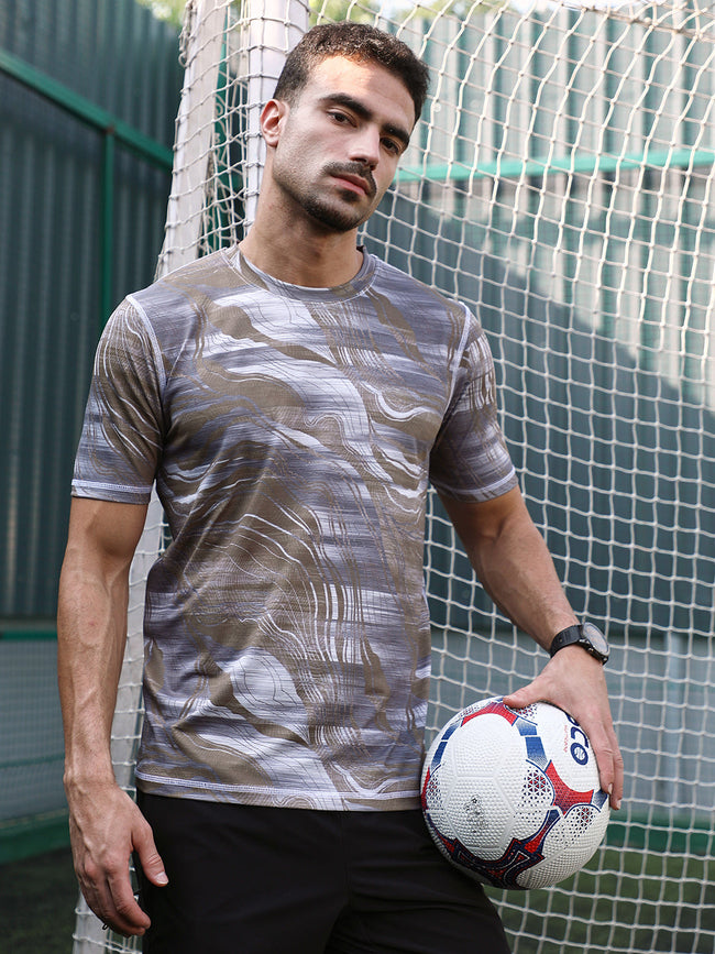 Men Man Made Fabric Regular Printed T-Shirt