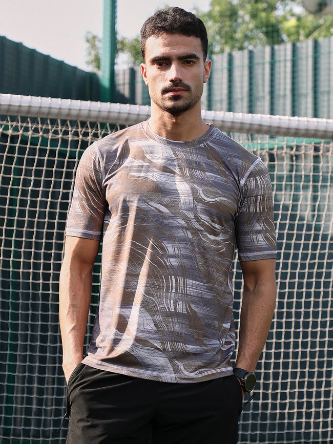Men Man Made Fabric Regular Printed T-Shirt