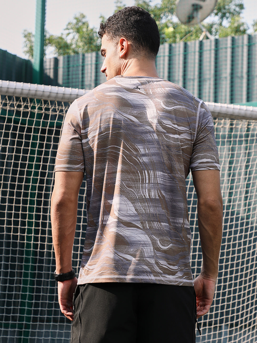 Men Man Made Fabric Regular Printed T-Shirt