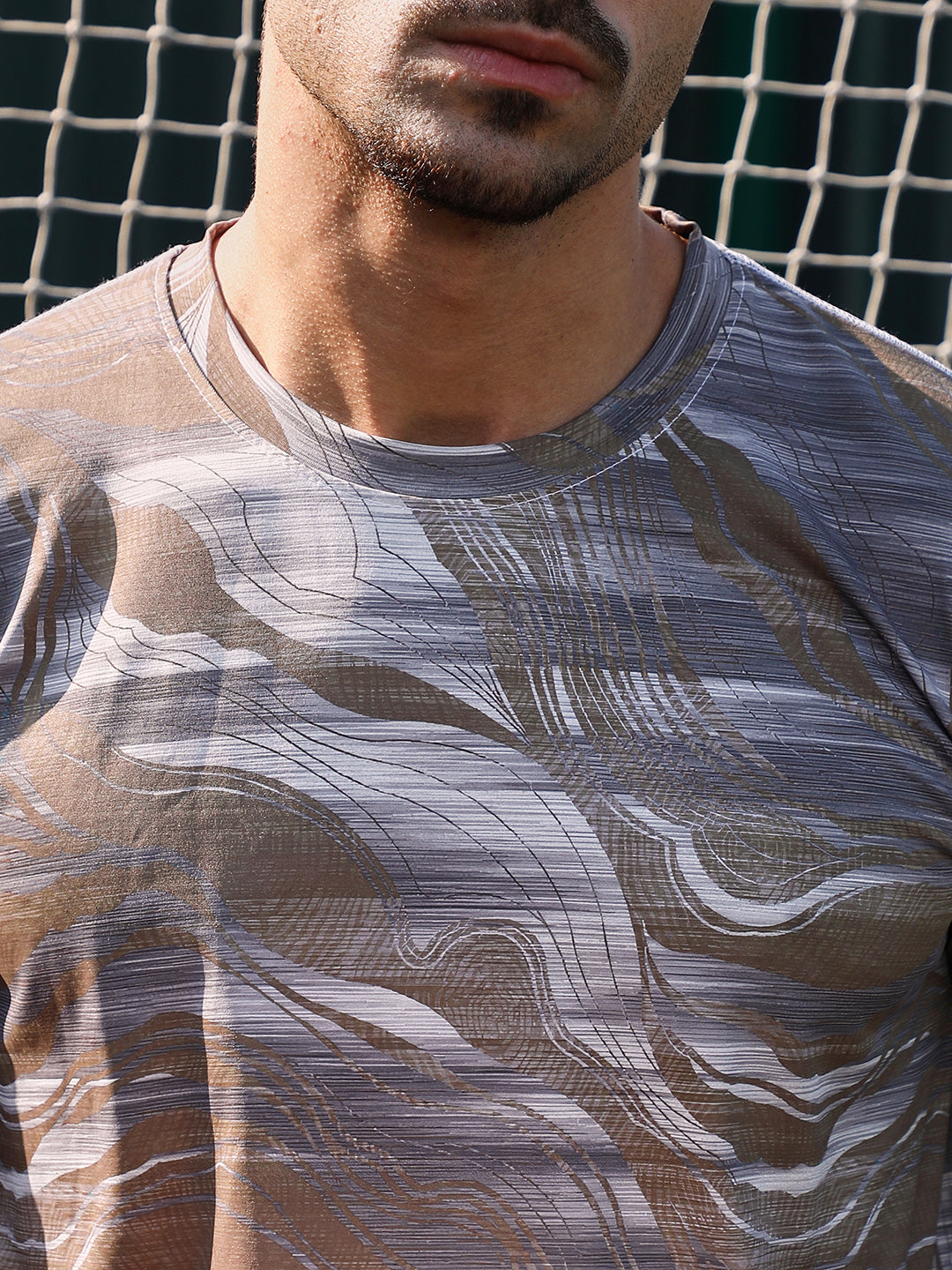 Men Man Made Fabric Regular Printed T-Shirt