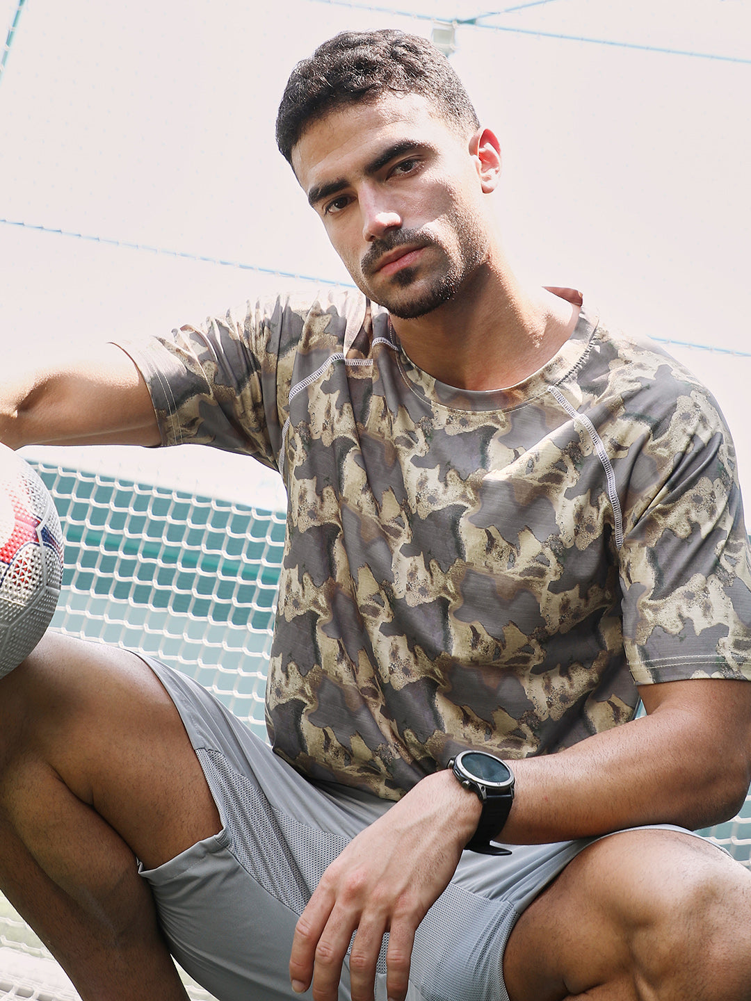 Men Man Made Fabric Regular Printed T-Shirt