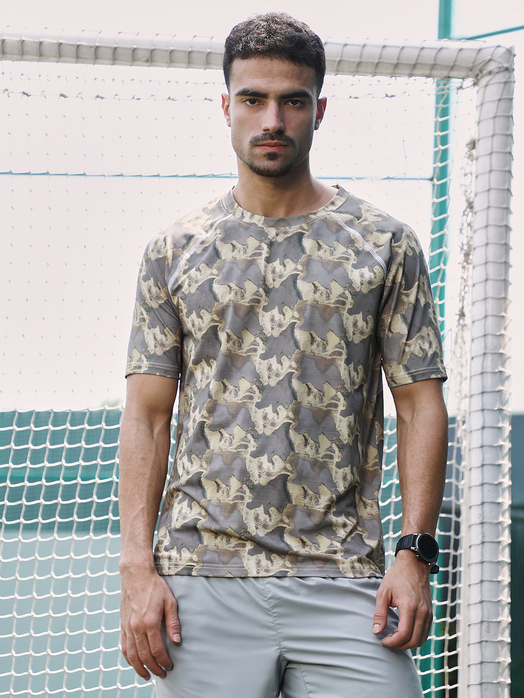 Men Man Made Fabric Regular Printed T-Shirt