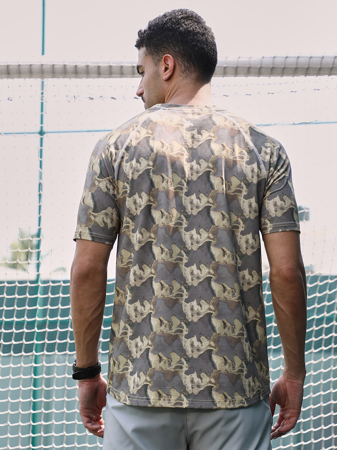 Men Man Made Fabric Regular Printed T-Shirt