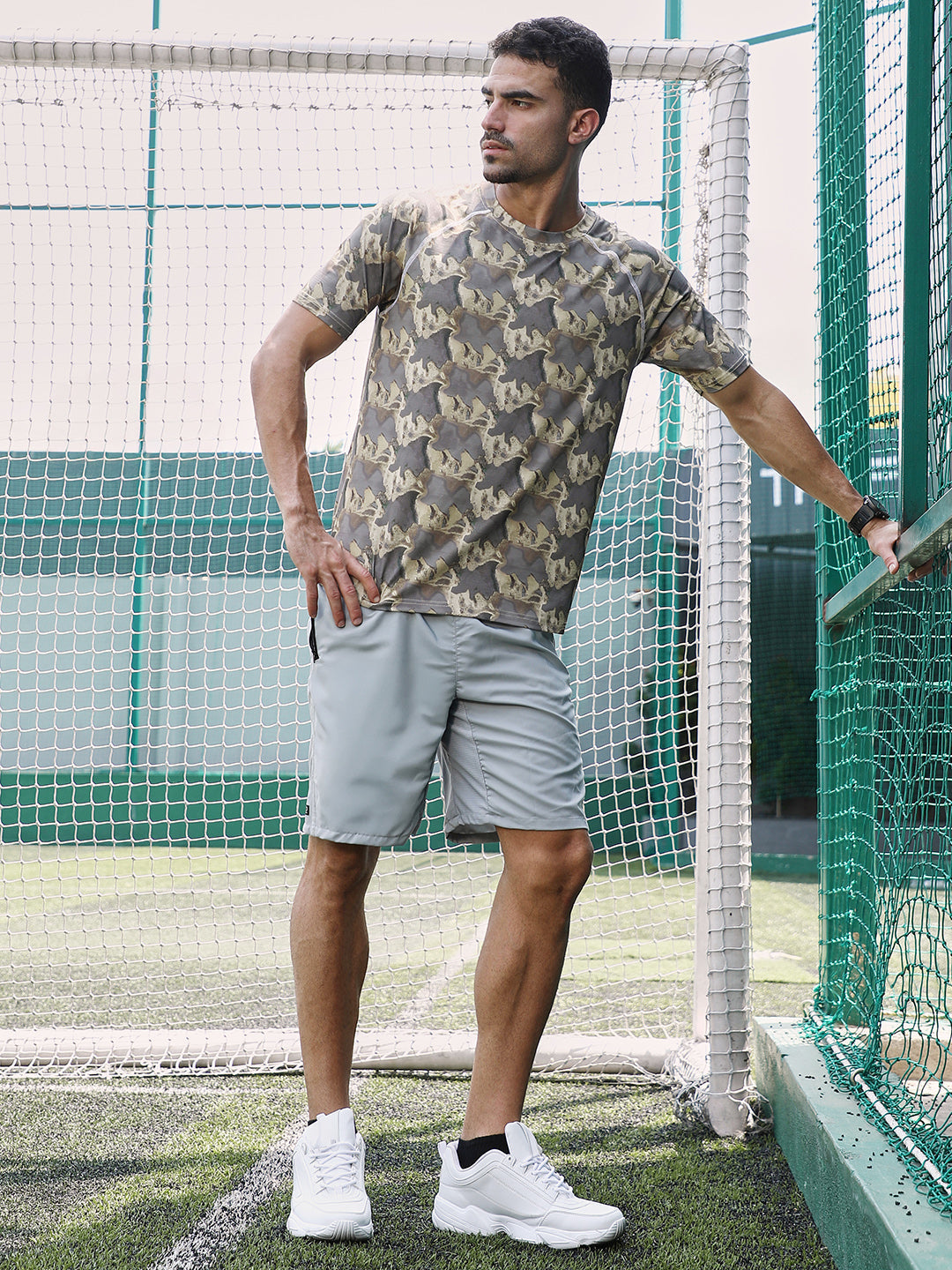 Men Man Made Fabric Regular Printed T-Shirt
