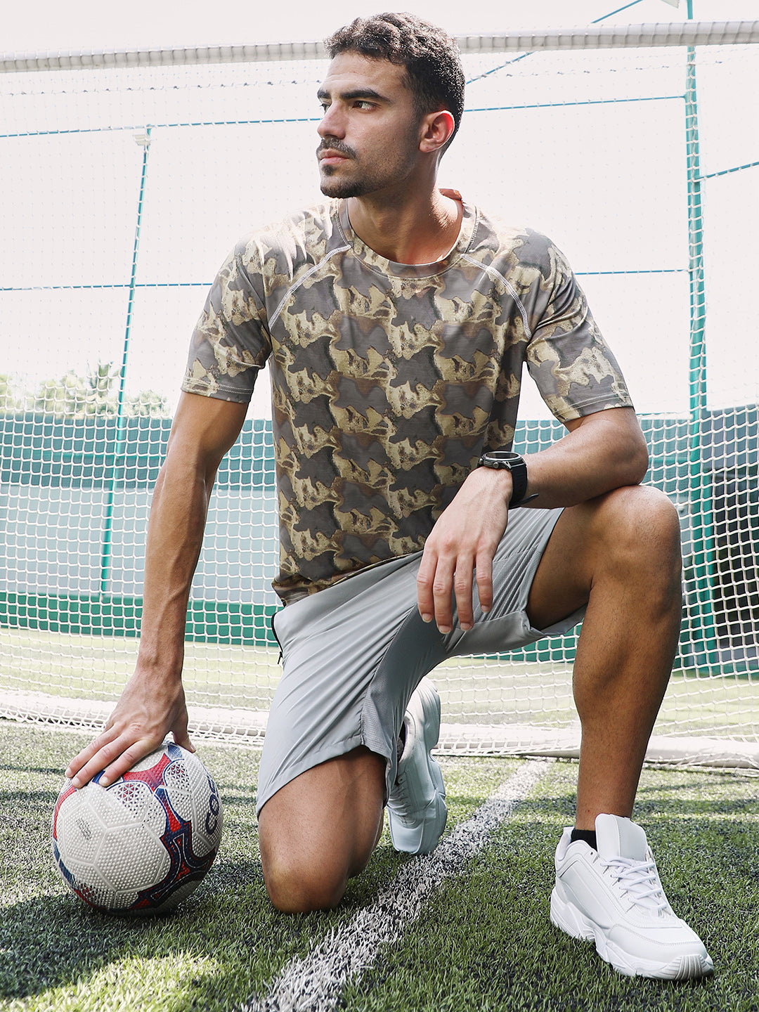 Men Man Made Fabric Regular Printed T-Shirt