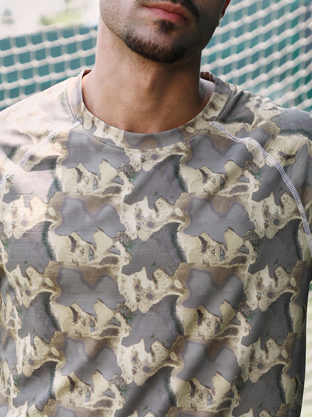 Men Man Made Fabric Regular Printed T-Shirt