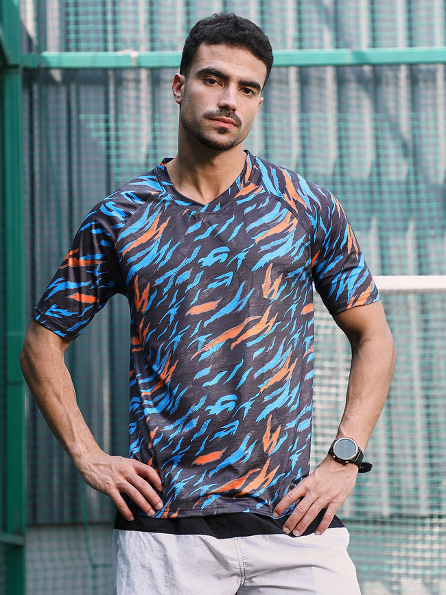 Men Man Made Fabric Regular Printed T-Shirt