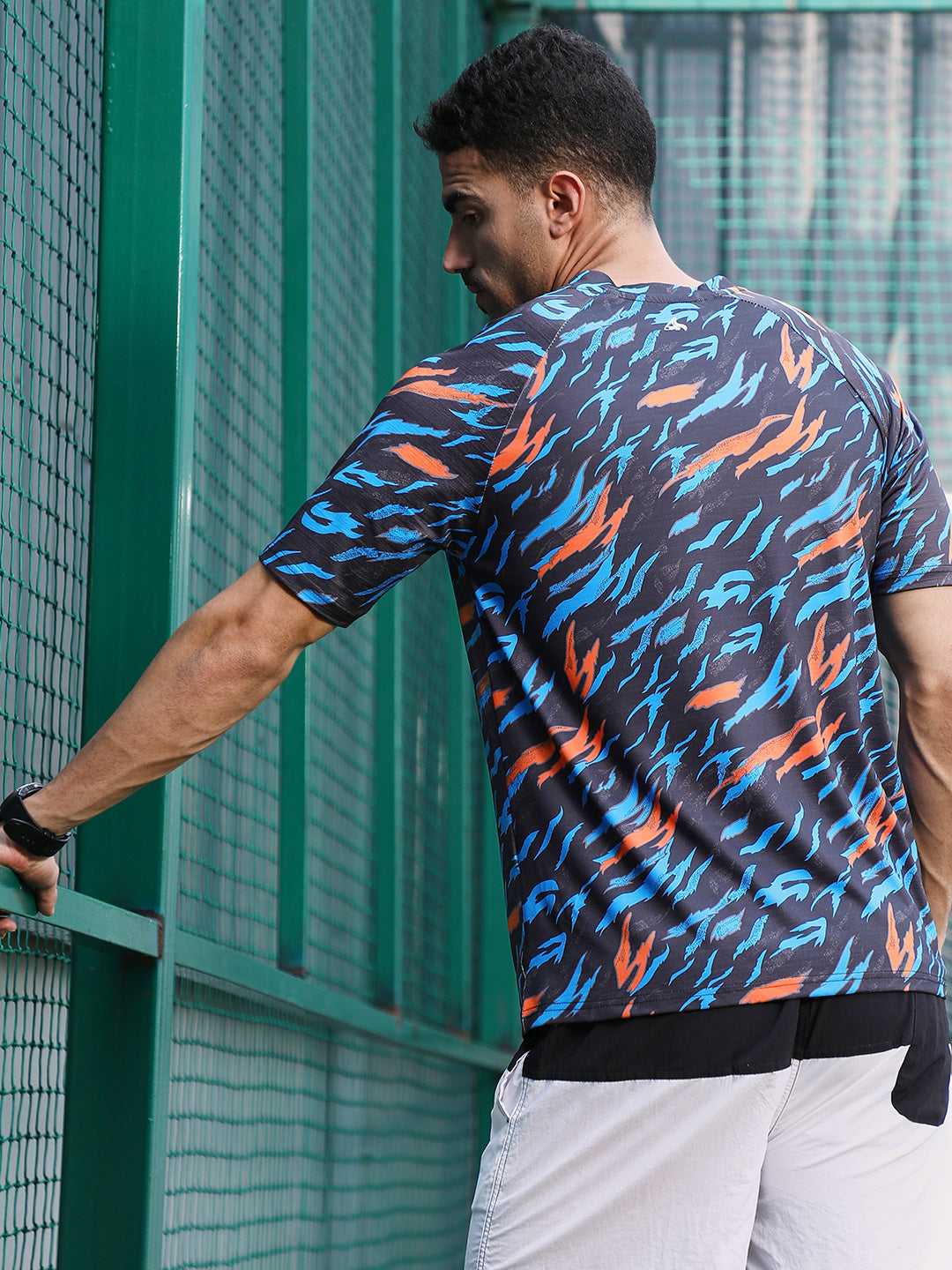Men Man Made Fabric Regular Printed T-Shirt