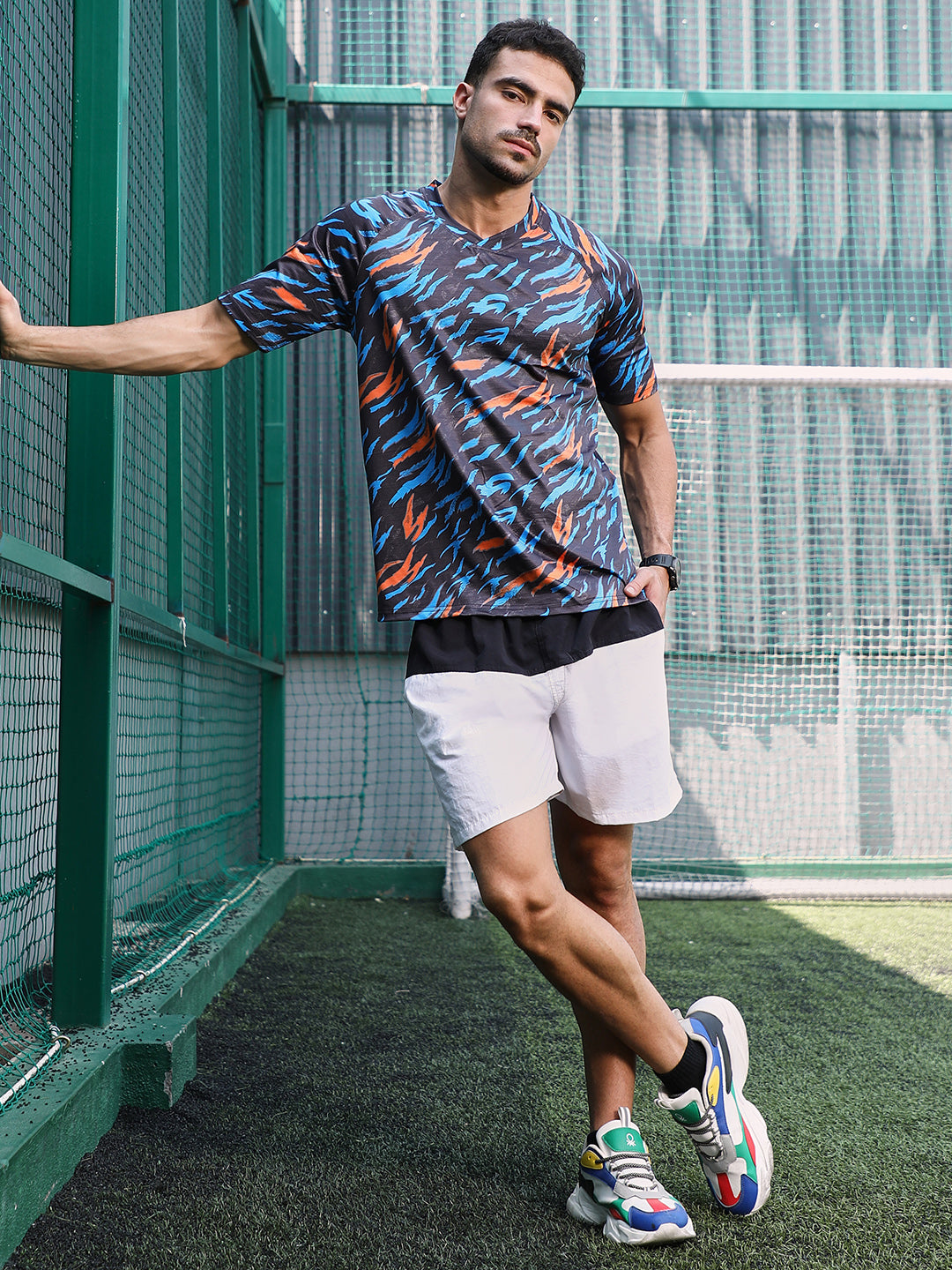Men Man Made Fabric Regular Printed T-Shirt