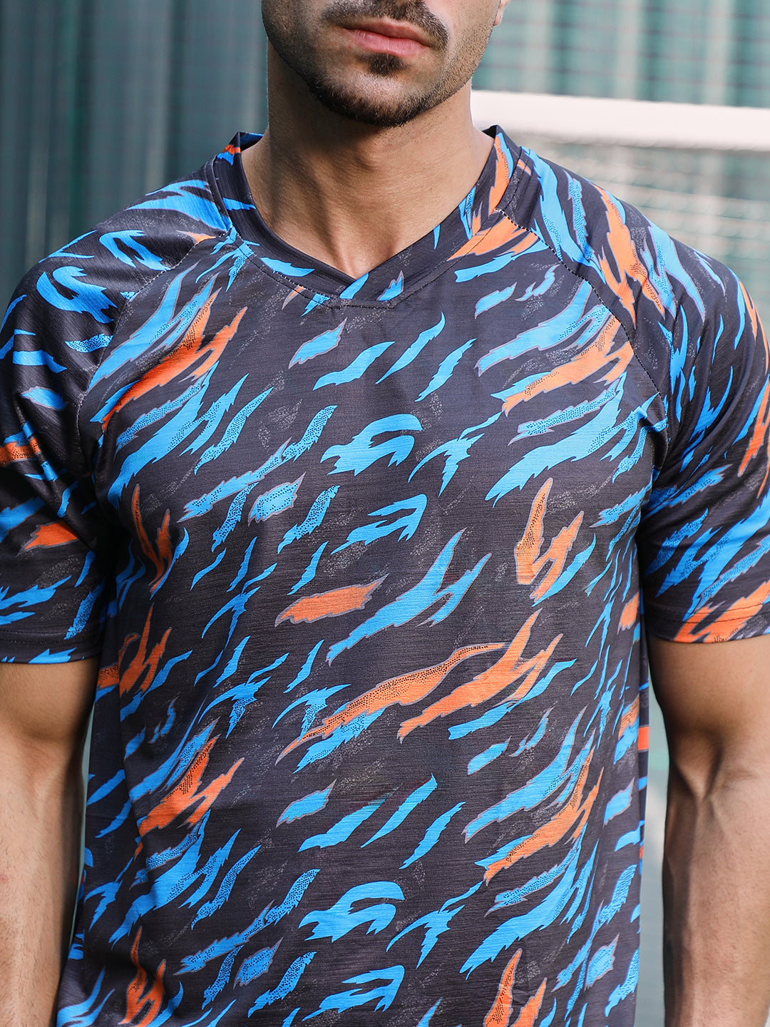 Men Man Made Fabric Regular Printed T-Shirt