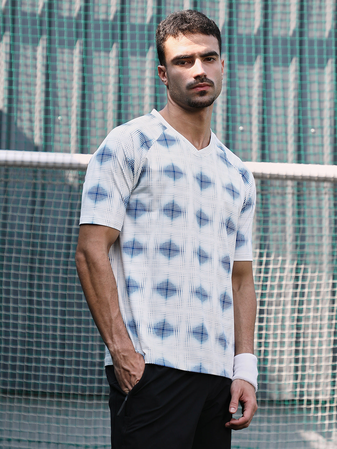 Men Man Made Fabric Regular Printed T-Shirt