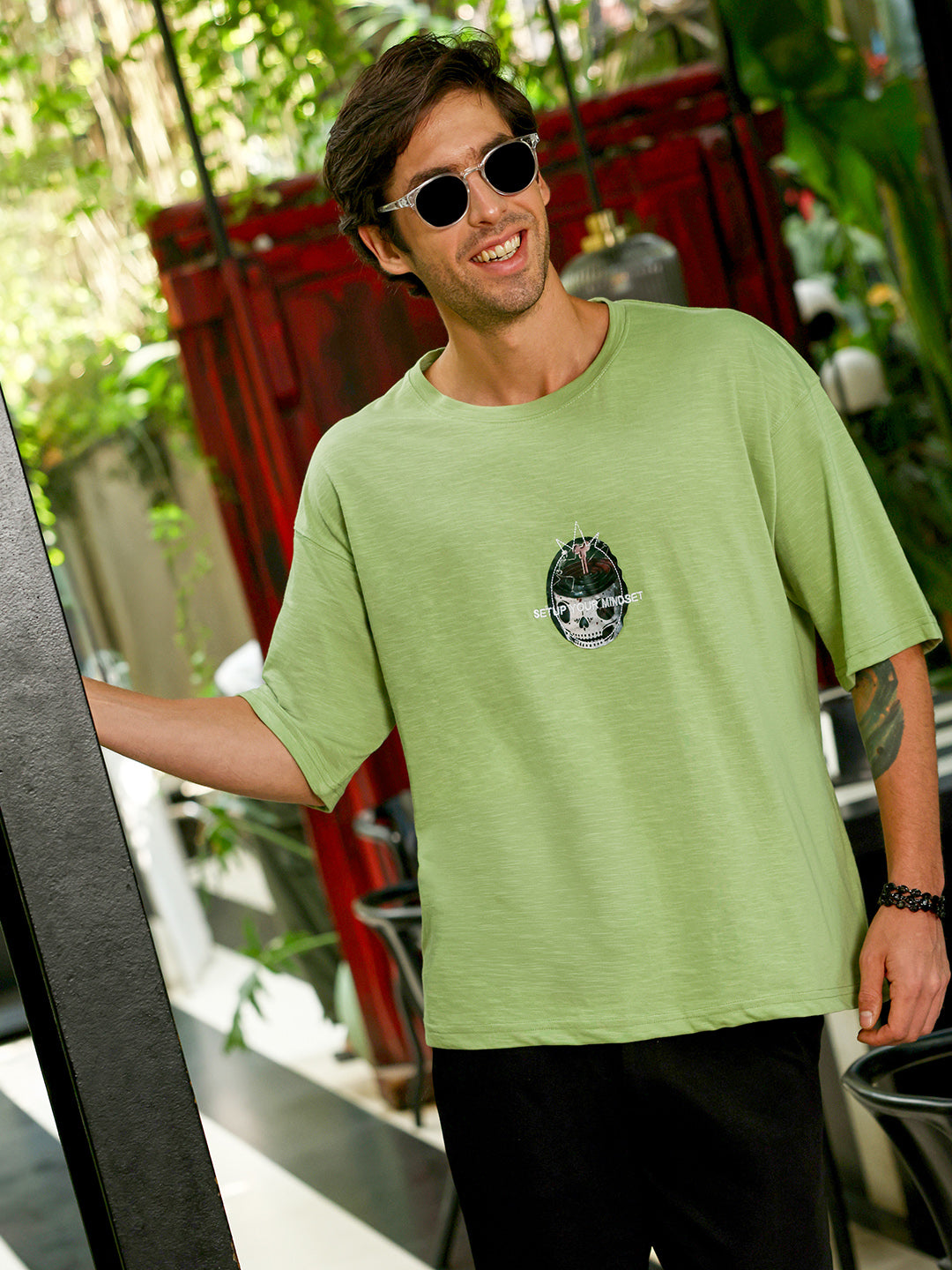 Men Cotton Blend Oversized Graphic T-Shirt