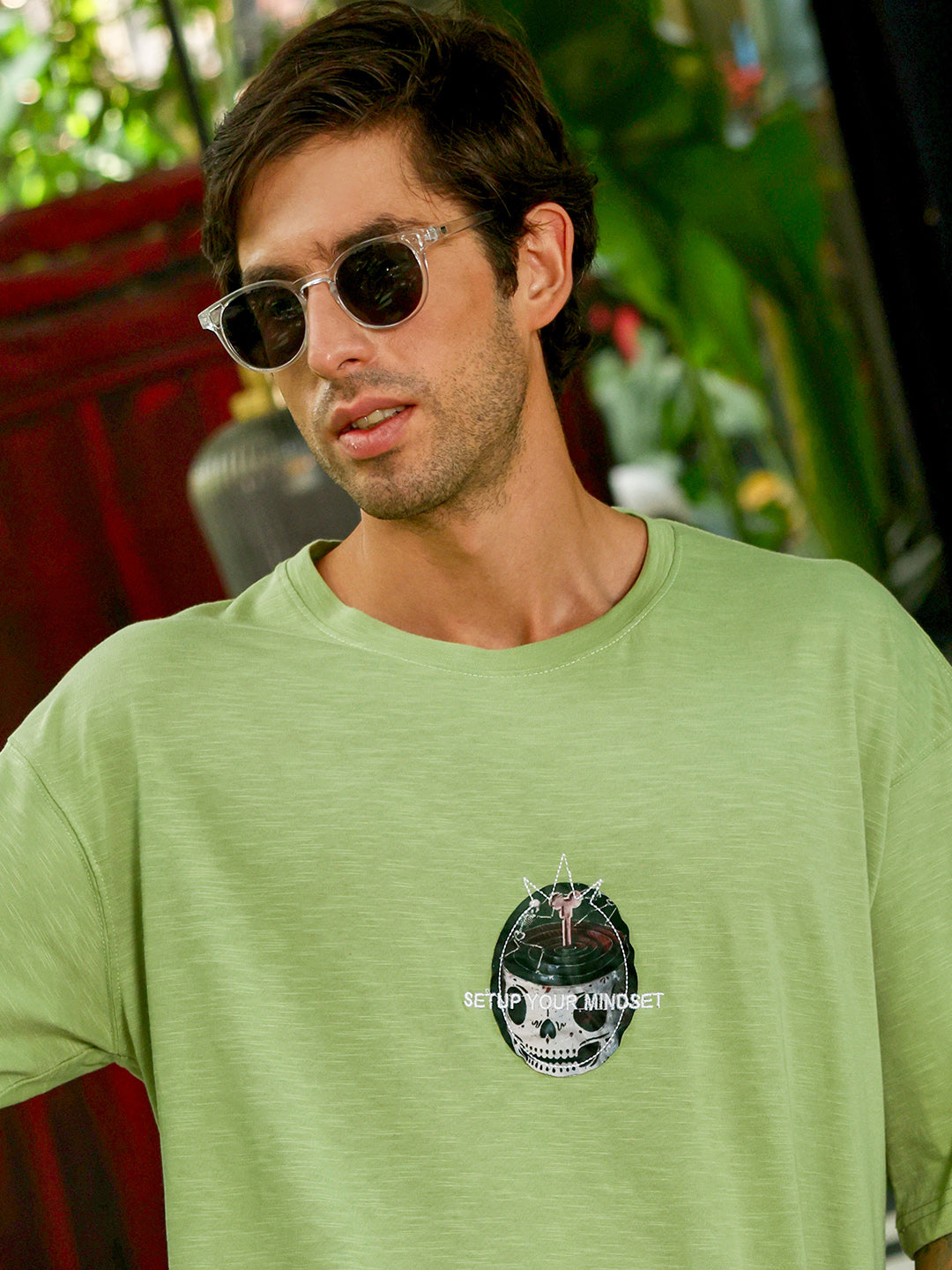 Men Cotton Blend Oversized Graphic T-Shirt