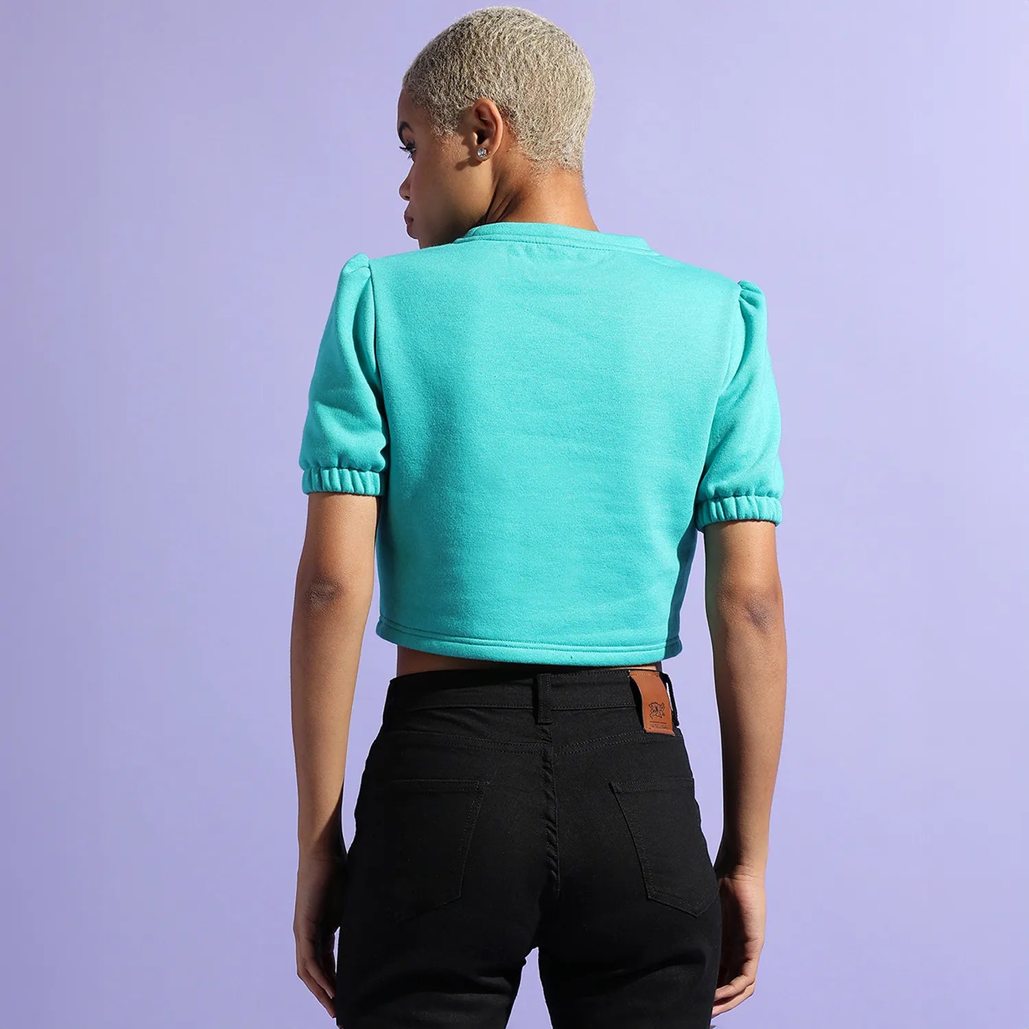 Women Blue Peek-A-Boo Top