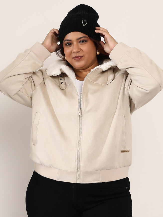 Women Suede Regular-Fit Color Block Jacket